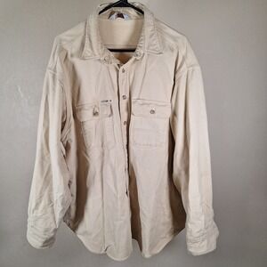 Carhartt Vintage Rugged Wear Cream Canvas Button Down Shirt Thrashed Distressed
